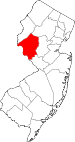 Map of New Jersey highlighting Hunterdon County.svg