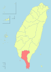 Location of Pingtung County in Taiwan