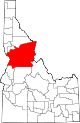 State map highlighting Idaho County