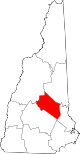 State map highlighting Belknap County