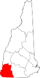 State map highlighting Cheshire County