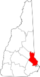 State map highlighting Strafford County