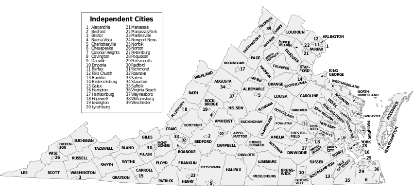 Virginia counties and independent cities