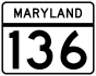Maryland Route 136 marker