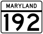Maryland Route 192 marker