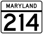Maryland Route 214 marker