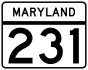 Maryland Route 231 marker