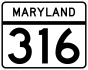 Maryland Route 316 marker