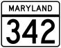 Maryland Route 342 marker