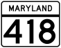 Maryland Route 418 marker