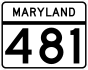 Maryland Route 481 marker