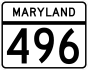 Maryland Route 496 marker
