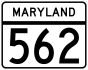 Maryland Route 562 marker