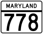 Maryland Route 778 marker