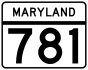Maryland Route 781 marker