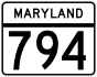 Maryland Route 794 marker