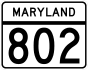 Maryland Route 802 marker