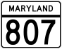 Maryland Route 807 marker