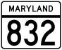 Maryland Route 832 marker