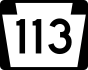 PA Route 113 marker