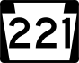 PA Route 221 marker