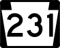 PA Route 231 marker