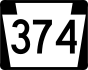 PA Route 374 marker