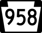 PA Route 958 marker