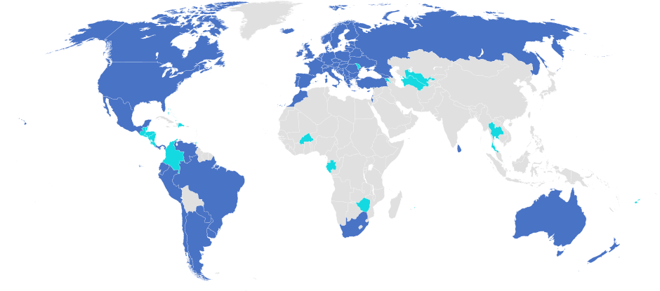 Signatory Countries to the Convention (Conference member countries in dark blue)