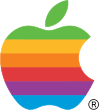 The rainbow logo, featuring a bitten apple in rainbow colors