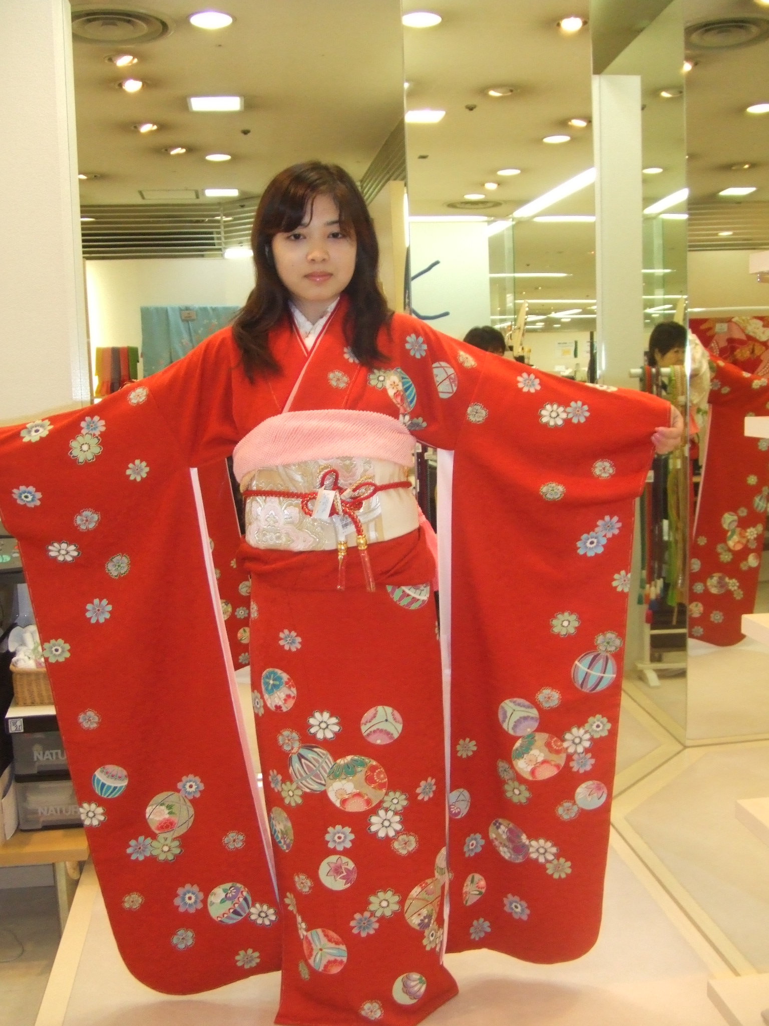 Japanese Women Kimono Shoulder Rest Hanten Warming Reversible 2-2A Sakura Cherry 